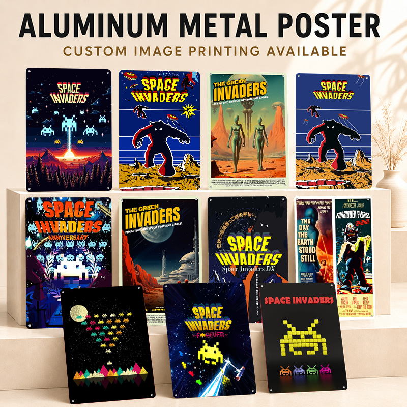 Space Invaders Textured Poster - Retro Gaming Lounge review and price