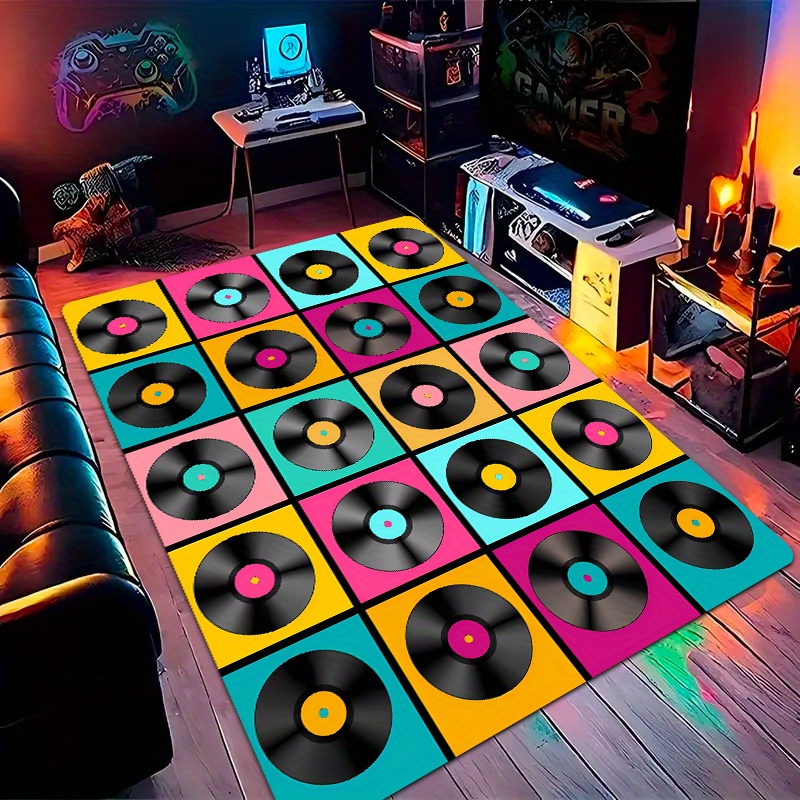 Retro Vinyl Record Area Rug Po - Retro Gaming Lounge review and price